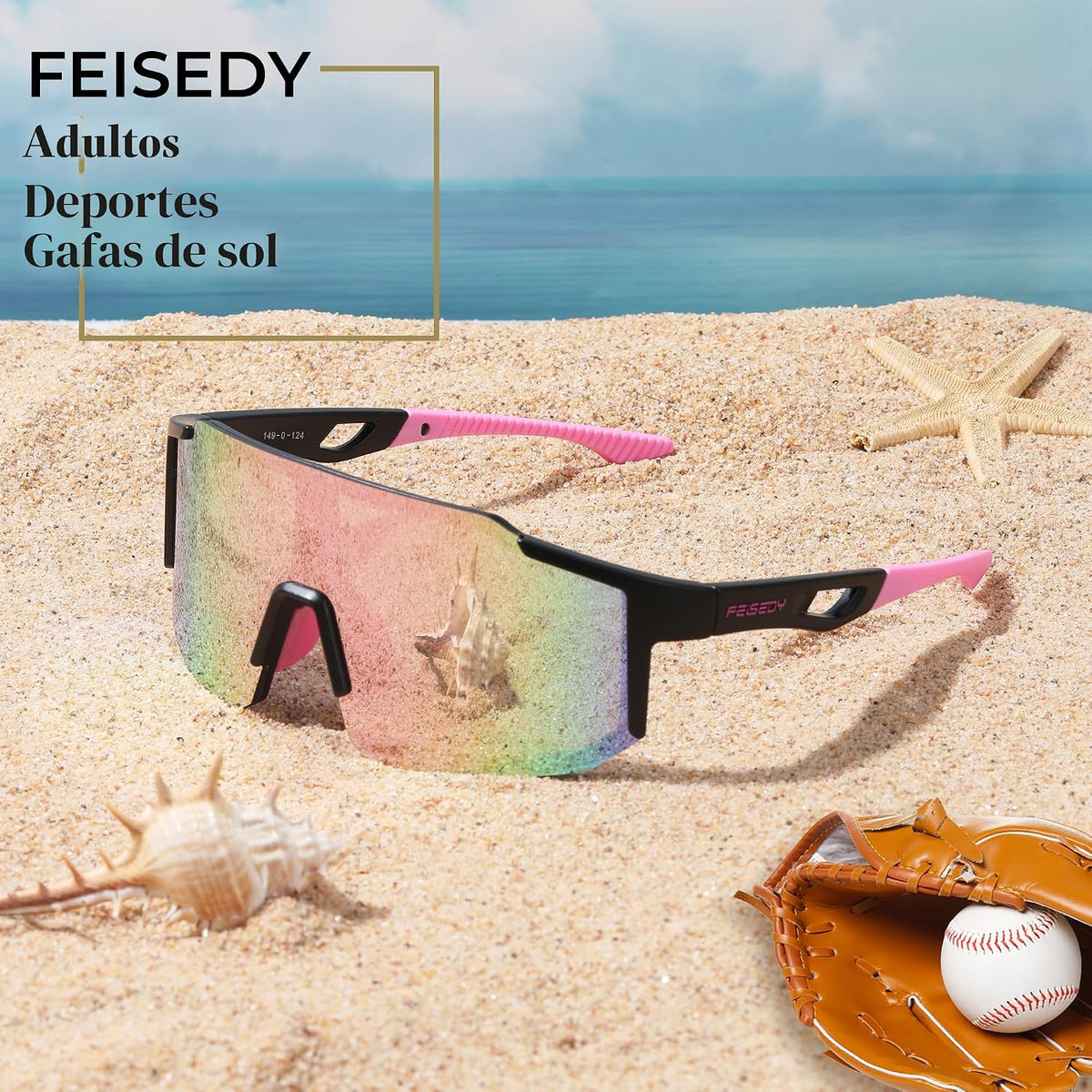 FEISEDY Gafas de sol deportivas para hombres, mujeres y adolescente...