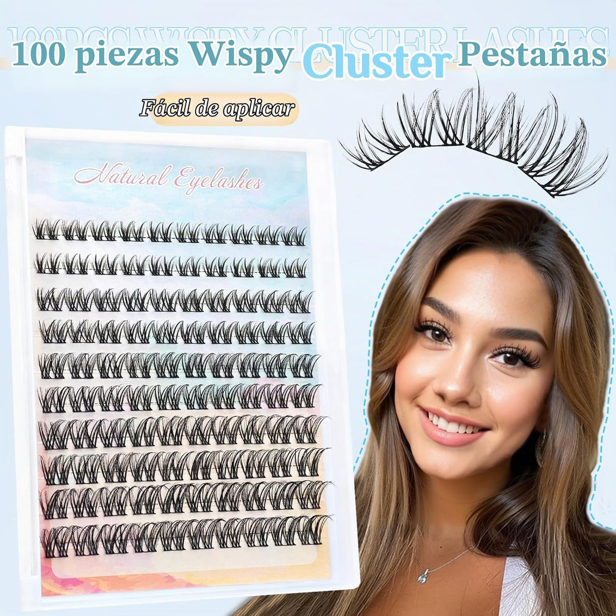 SLSXNL Racimos de pestañas naturales Wispy, racimos de pestañas fal...