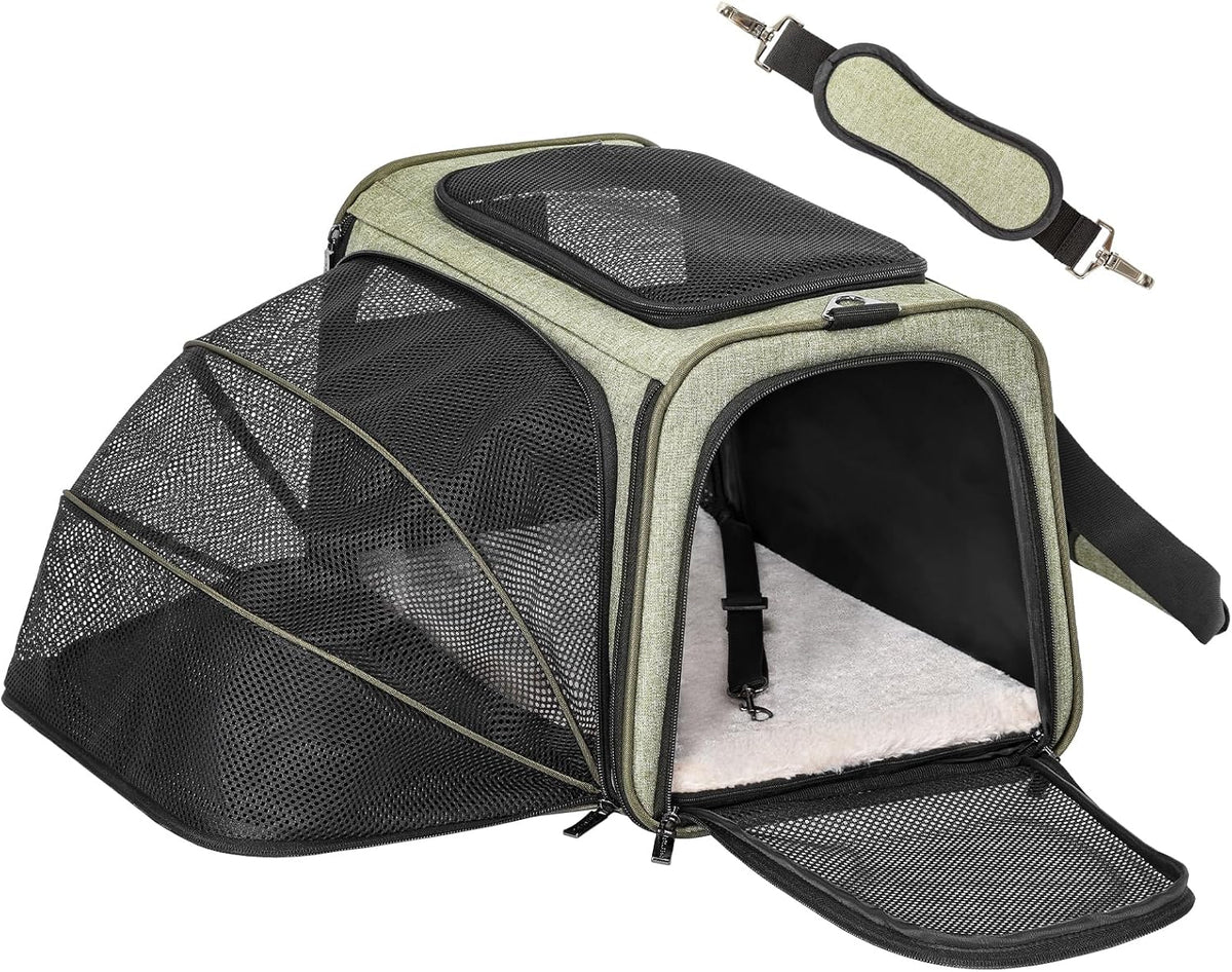 Petsfit Transportador de gatos mediano expandible para viajes aéreo...