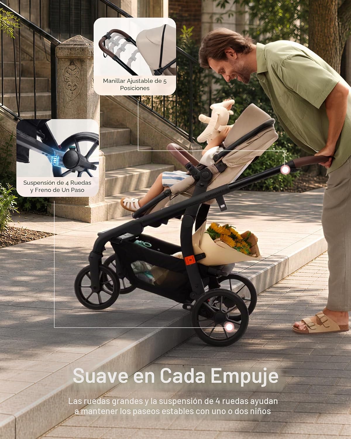 Momcozy ChangeGo - Cochecito de bebé, cochecito convertible de una...