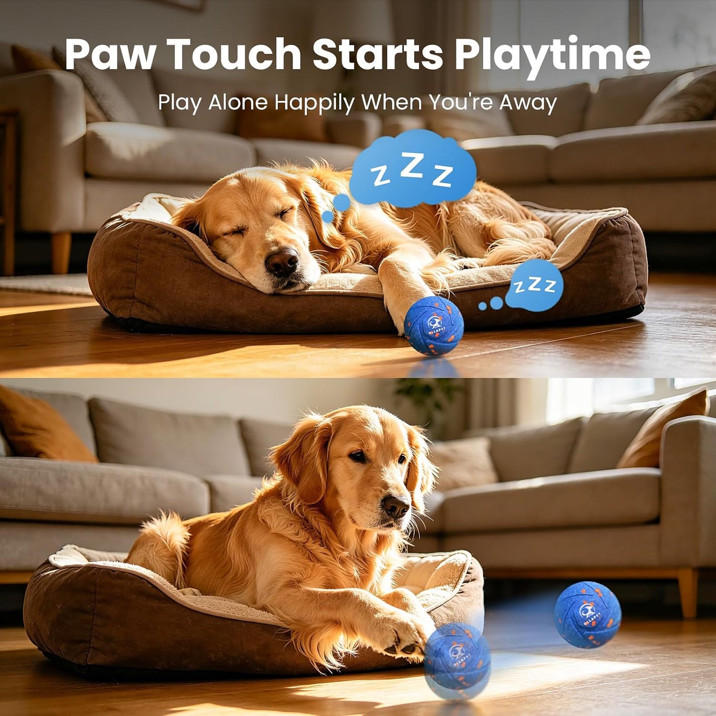 Ollapet Juguetes interactivos inteligentes para perros, bola de reb...