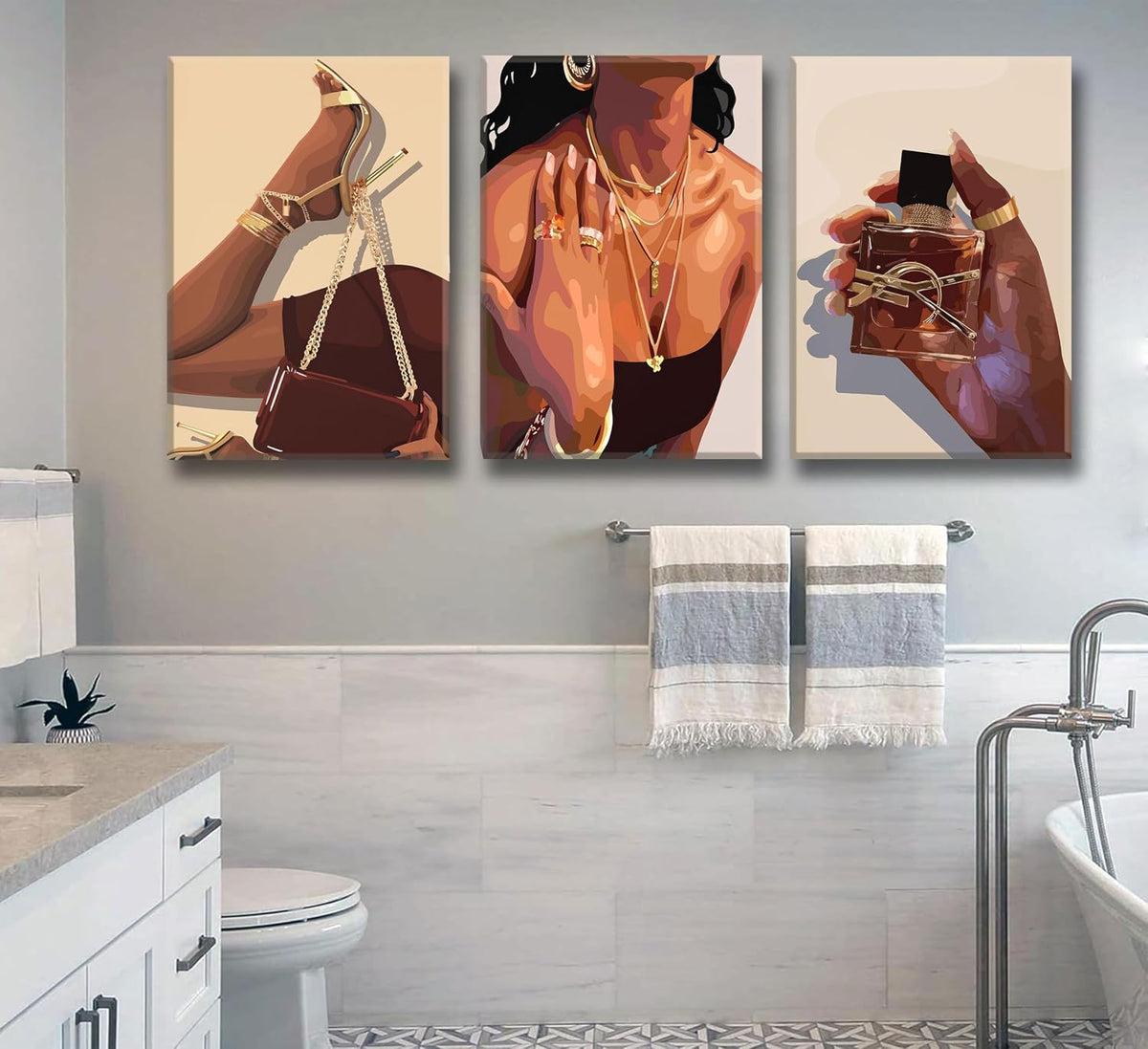 3 piezas de arte de pared de niña negra, lienzo afroamericano, foto...
