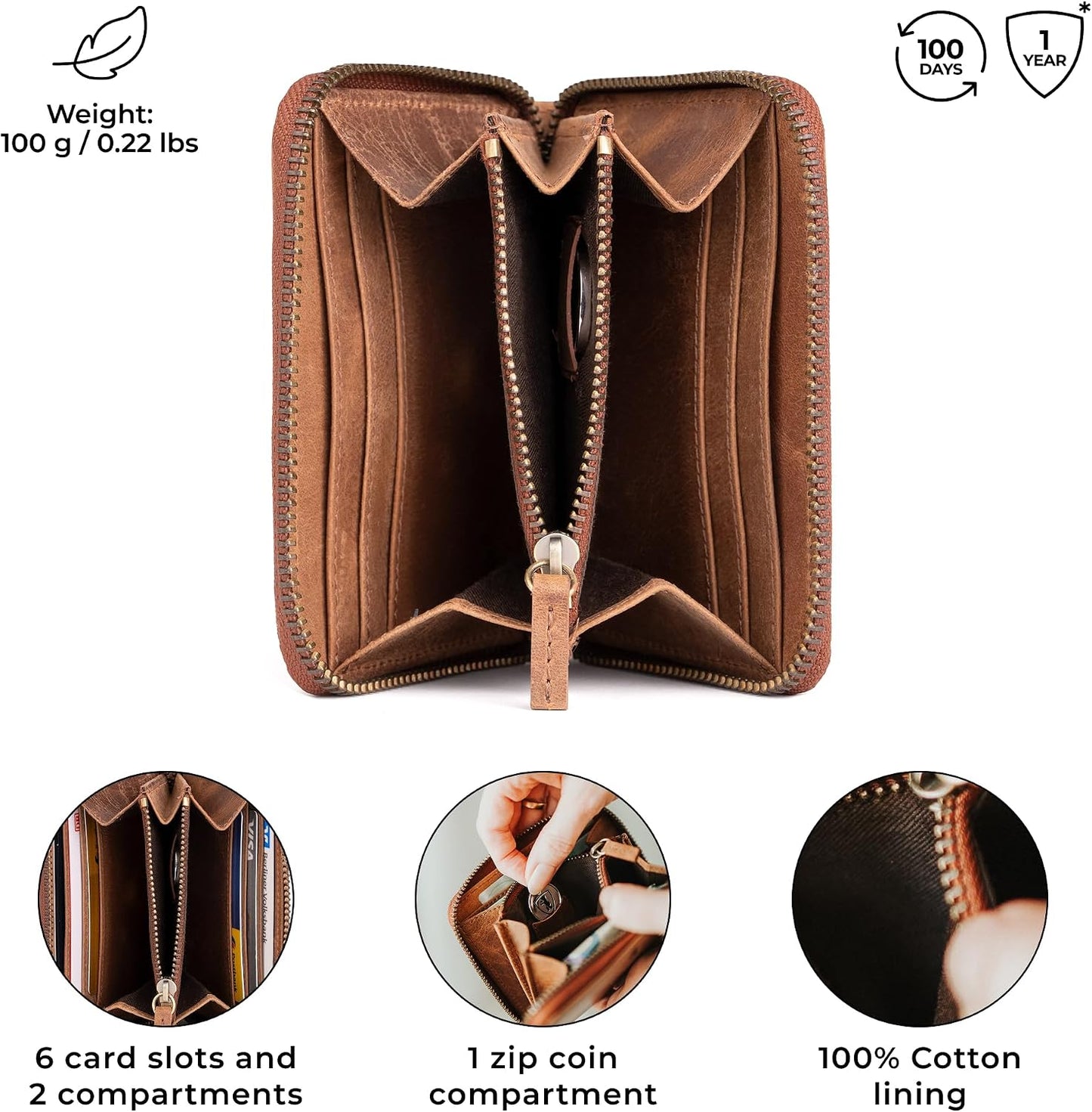 Berliner Bags Cartera de piel Fiona para mujer, cartera compacta co...