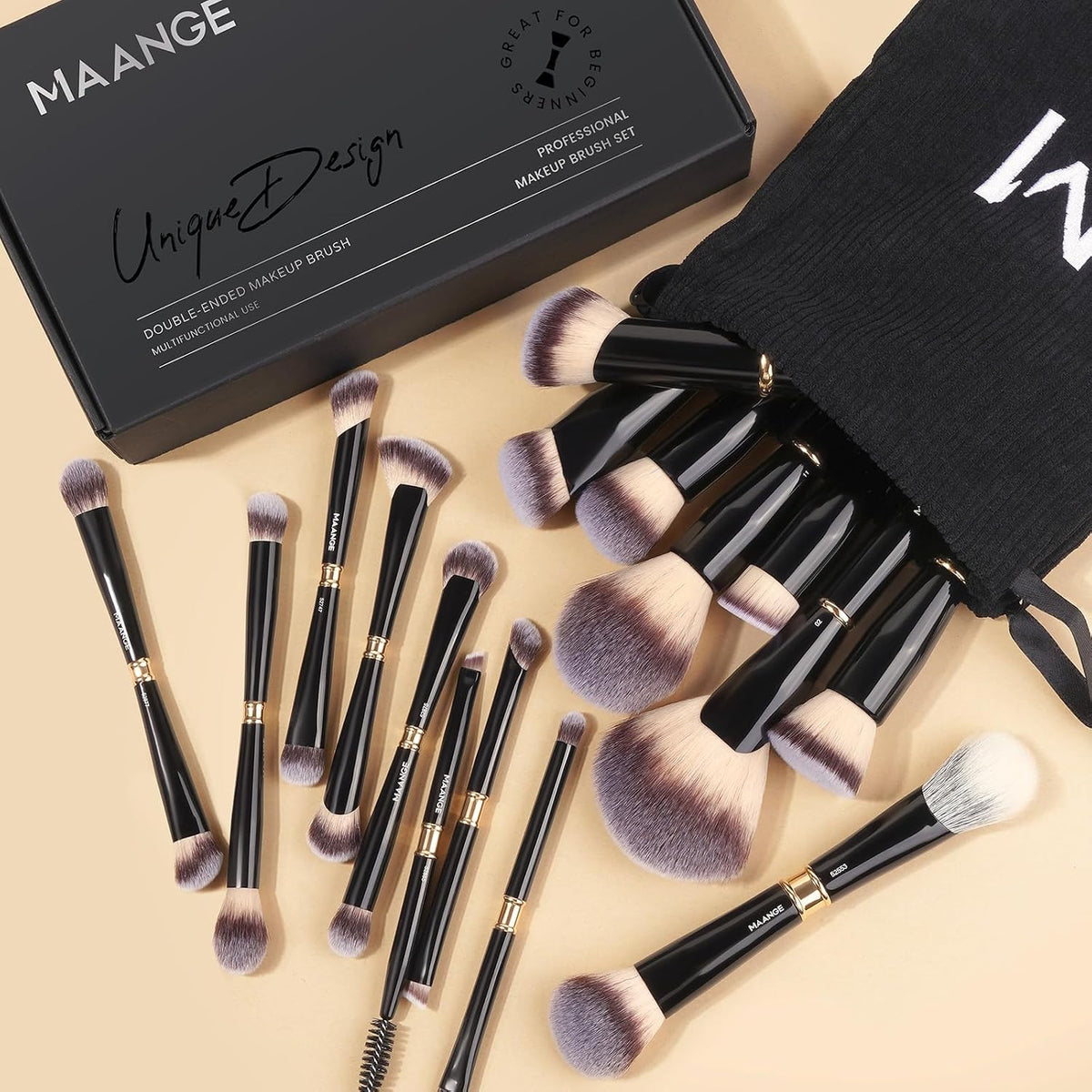 MAANGE Set de brochas de maquillaje 16 piezas, juego de brochas pro...