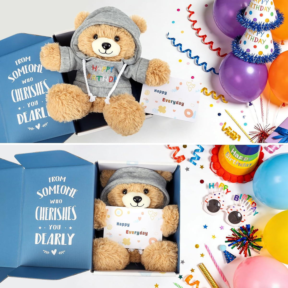 Osacoe Oso de peluche de feliz cumpleaños con caja de regalo, sudad...