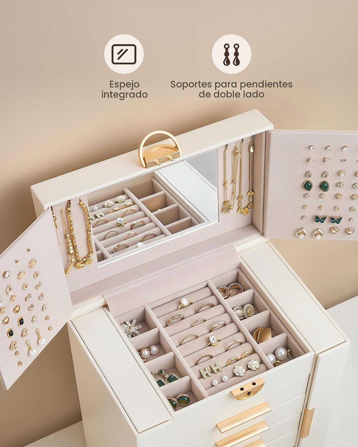 Lolalet Joyero organizador grande para mujer, organizador de joyas...