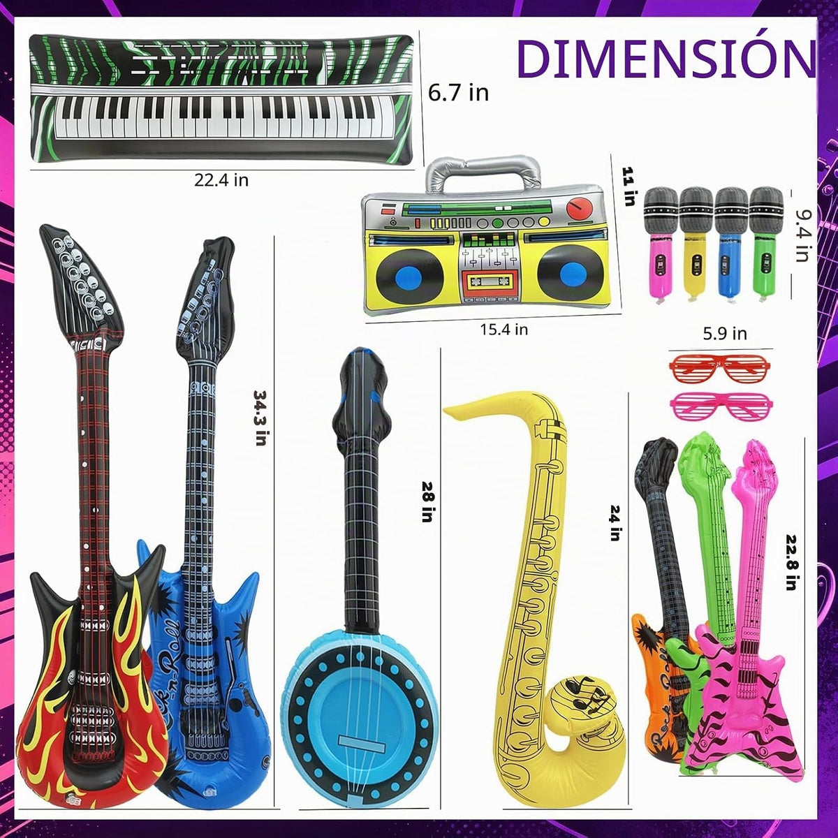15 piezas de instrumentos inflables, accesorios para cabina de foto...