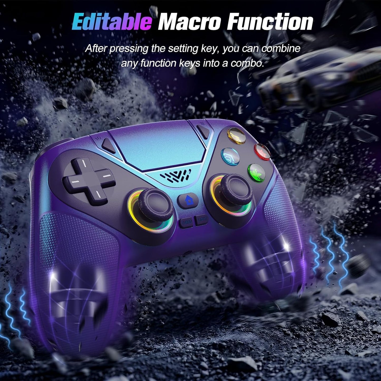 Controlador inalámbrico Gamrombo RGB para PS5\/PC \u2013 Gamepad Bl...