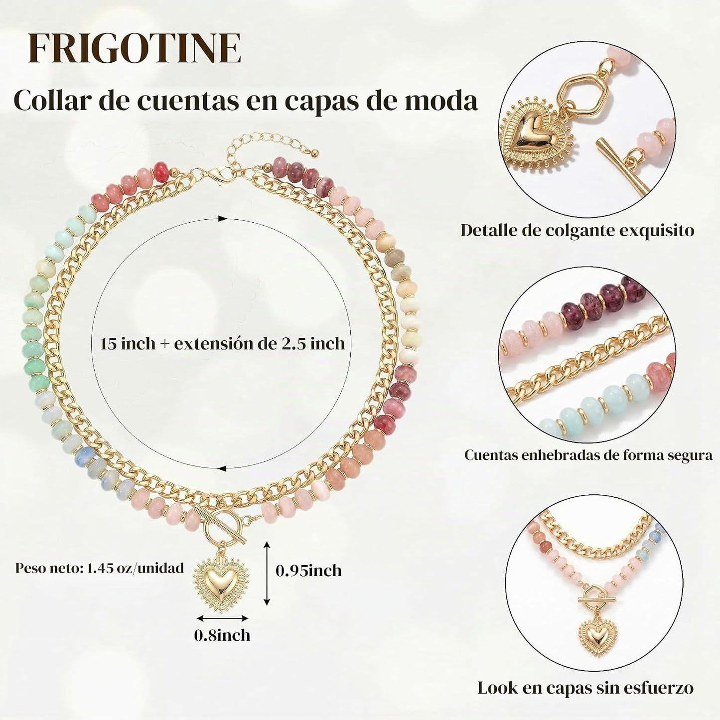 Frigotine - Collar con colgante grueso de oro y plata para mujer, g...