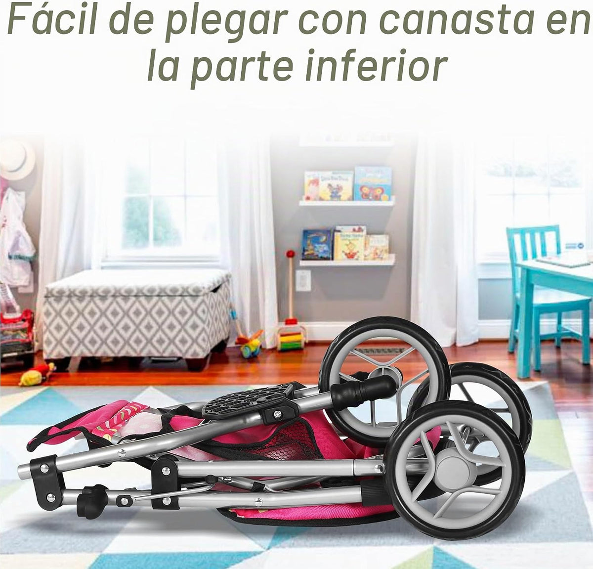 Fash N Kolor - Cochecito de muñeca de bebé con toldo ajustable y ce...