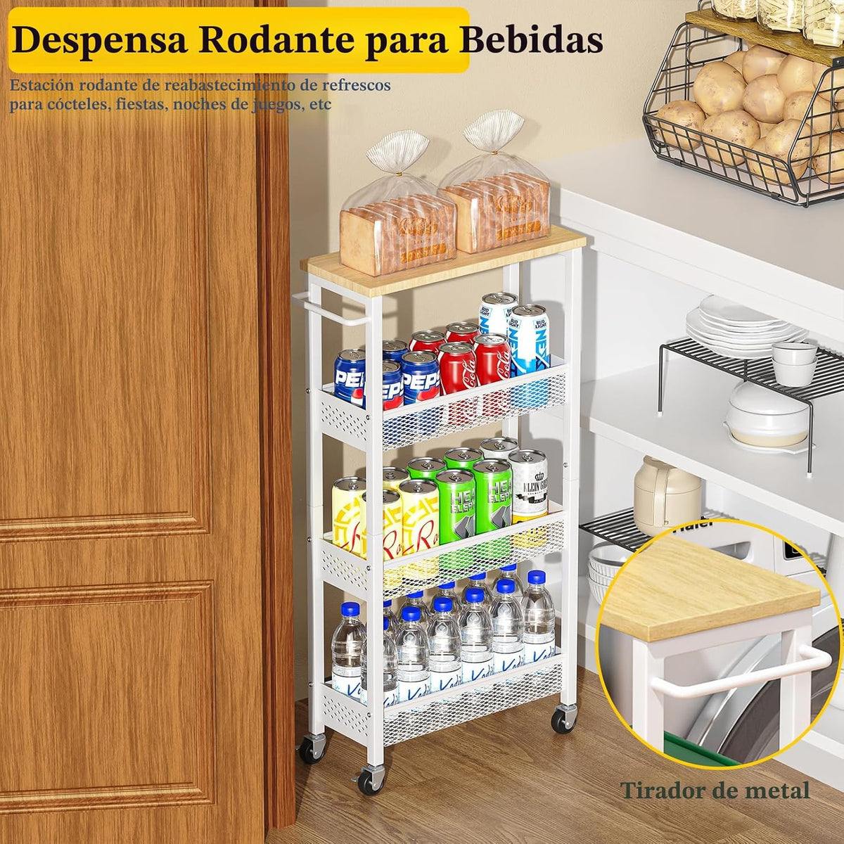 OKZEST Carrito de Almacenamiento Utilitario Delgado, Carrito Rodant...