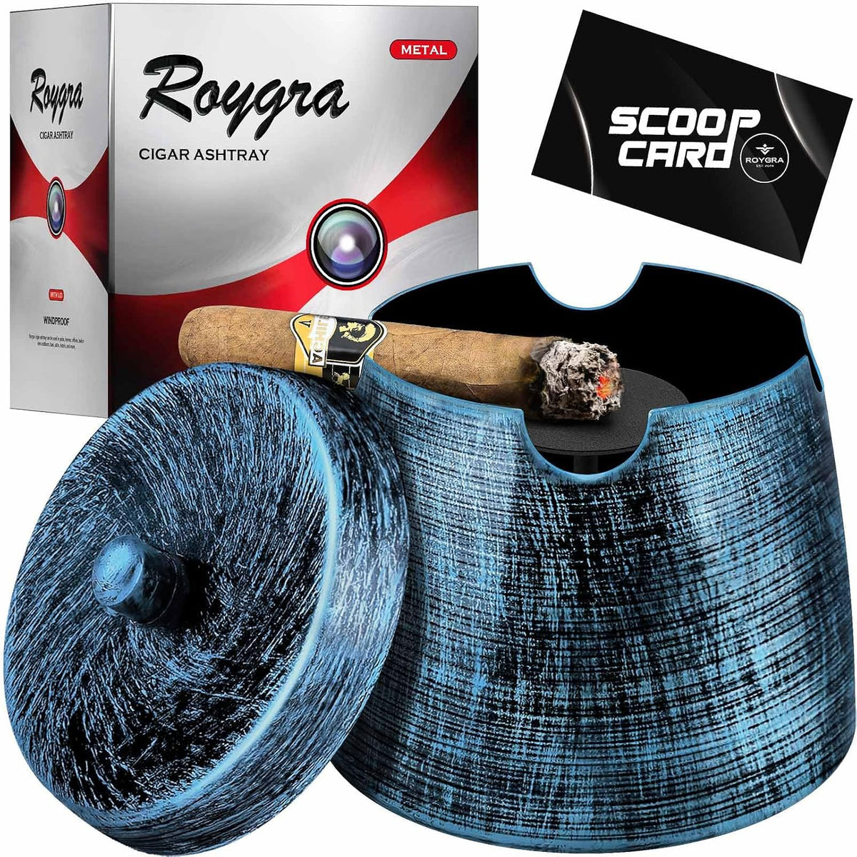 roygra Cenicero para cenizas con tapa, cenicero de cigarros al aire...