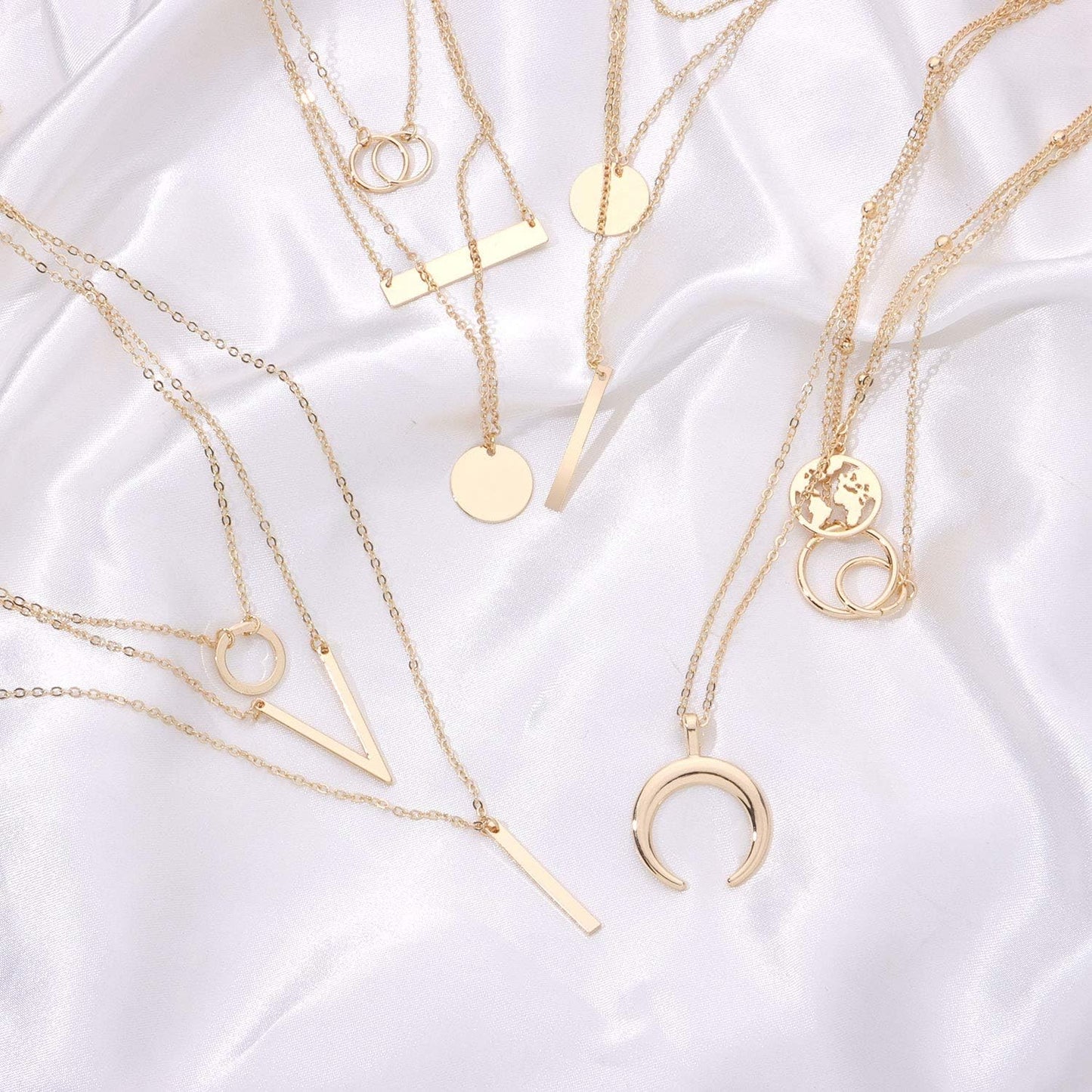 Biokia 6 collares en capas para mujer, collares largos de oro, garg...