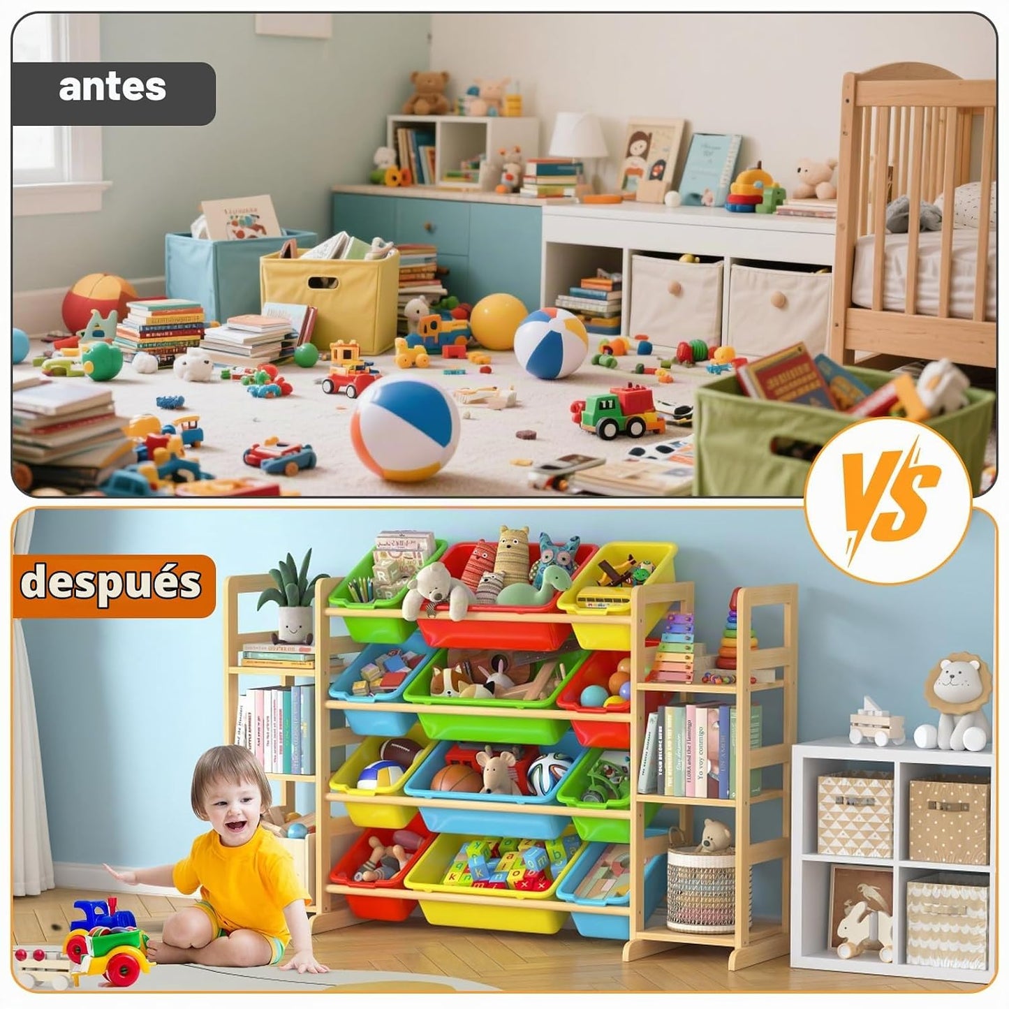 Ratulie Organizador grande de almacenamiento de juguetes para niños...