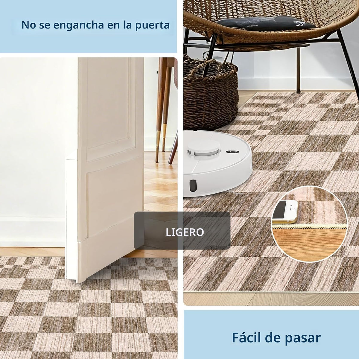 GarveeHome - Alfombra geométrica lavable de 8 x 10 pies, color marr...
