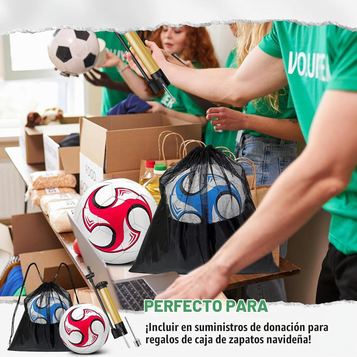 yasuwekik Paquete de 2 pelotas de fútbol desinfladas con bomba para...