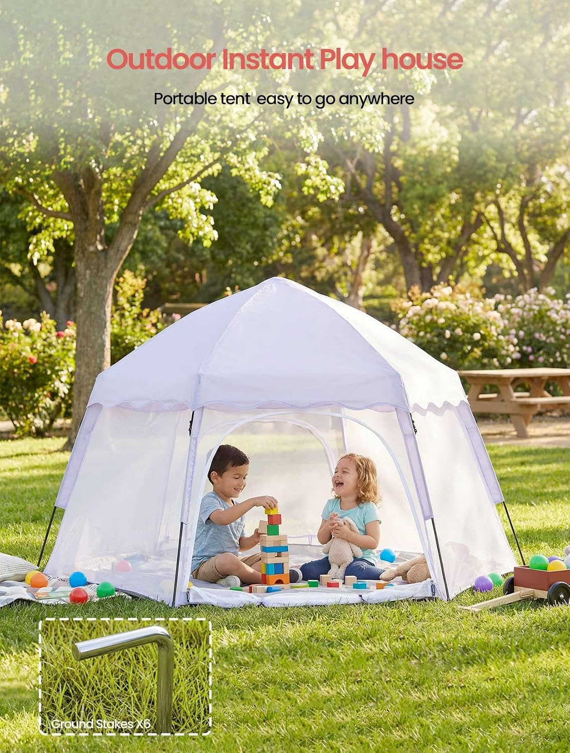Porayhut Tienda de campaña grande desplegable para niños, casa de j...