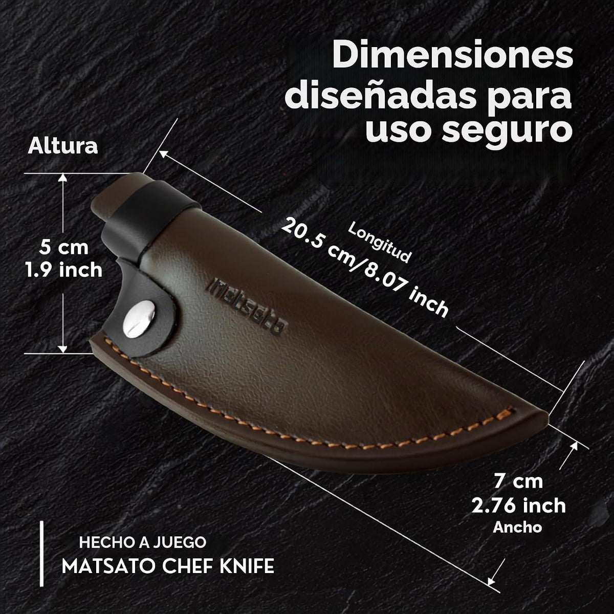 Matsato Cuchillo de cocina Funda de cuero para cuchillo de chef jap...