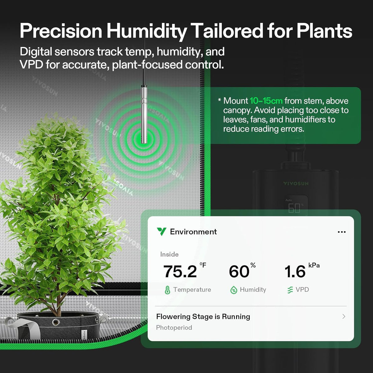 VIVOSUN AeroStream H09 Humidificador Inteligente Wi-Fi, Humidificad...