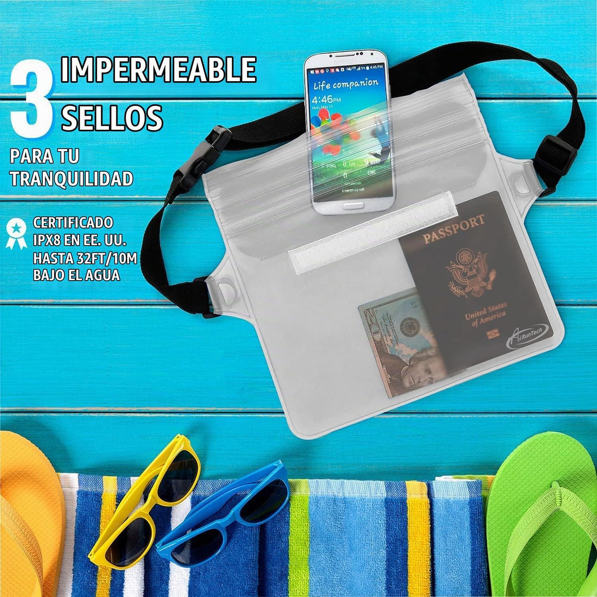 AiRunTech Bolsa impermeable con correa para la cintura (paquete de...