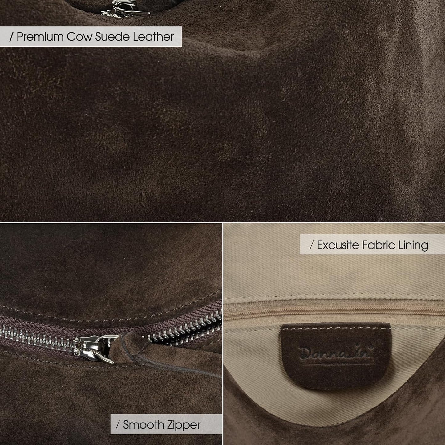 DONNAIN Bolsos cruzados de piel de ante premium para mujer y bolso...