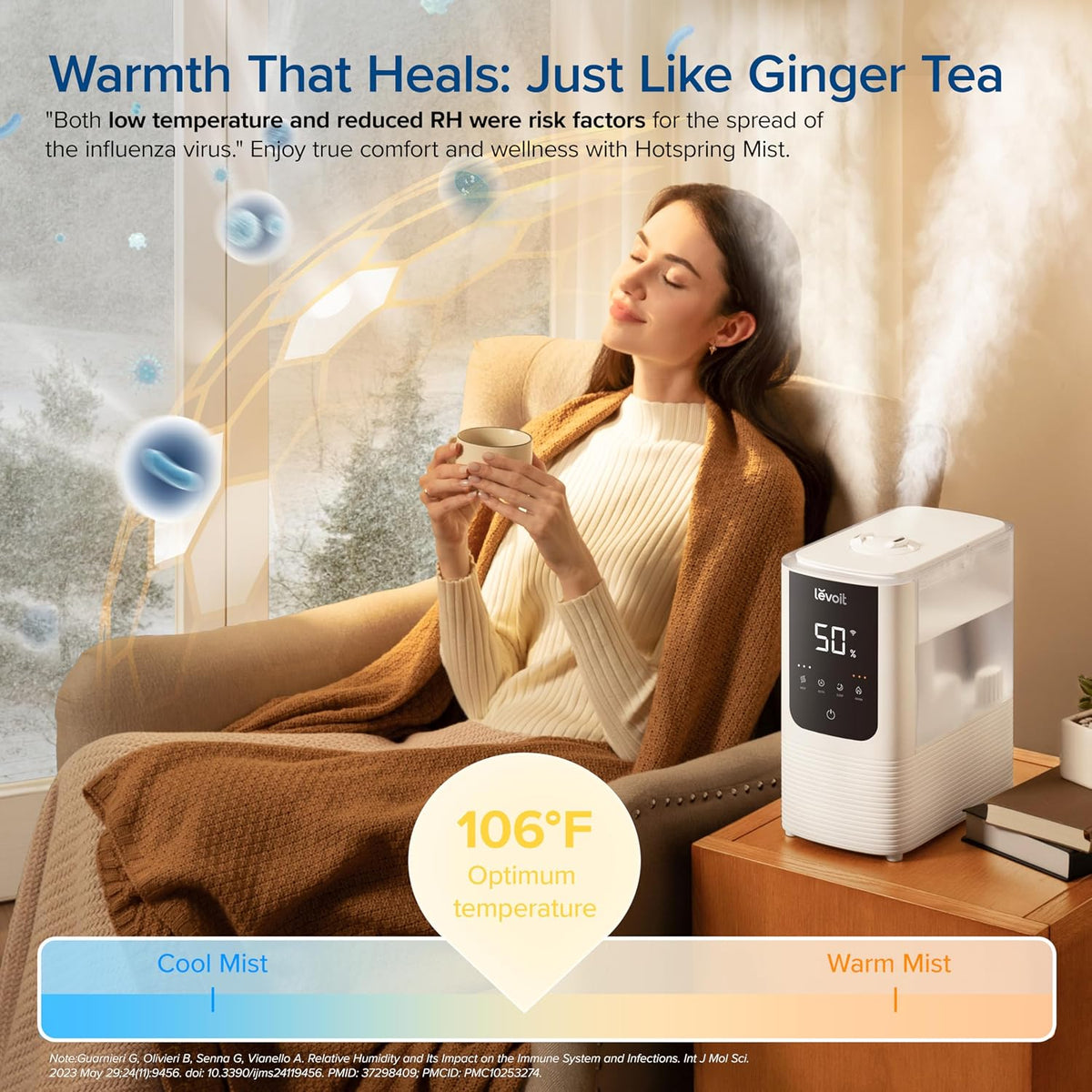 Levoit Humidificadores para dormitorio, neblina inteligente cálida...