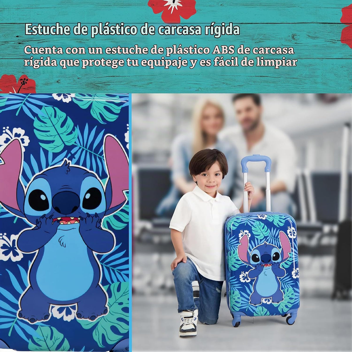 FUL Disney Stitch - Equipaje de mano para niños, 21 pulgadas, color...
