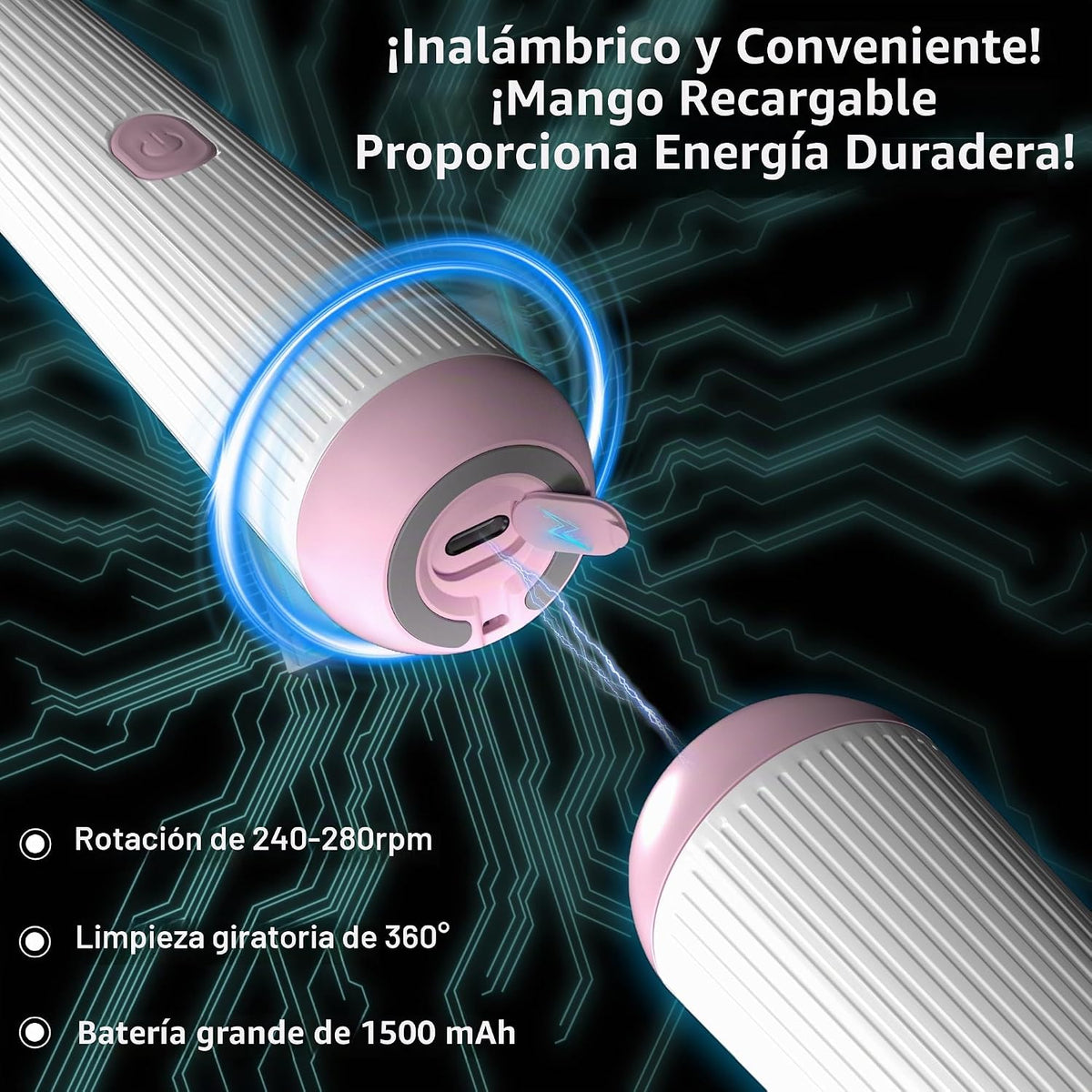 Limpiador eléctrico de cepillos para biberones con mango extendido...