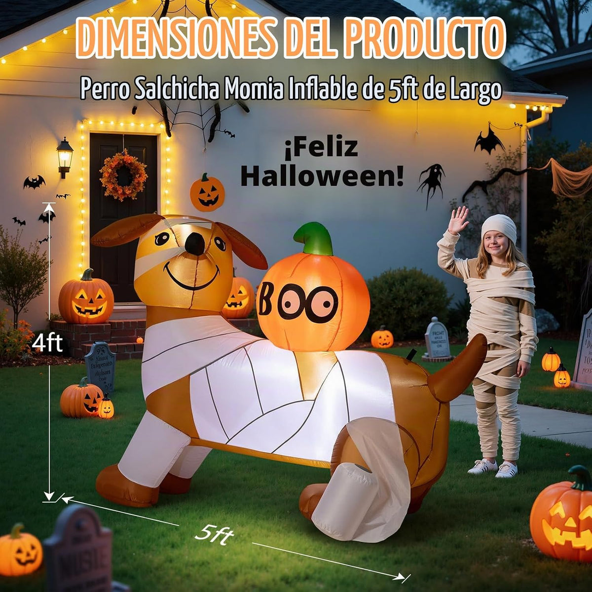 Dawdix Decoración inflable de Halloween de 5 pies para decoración a...