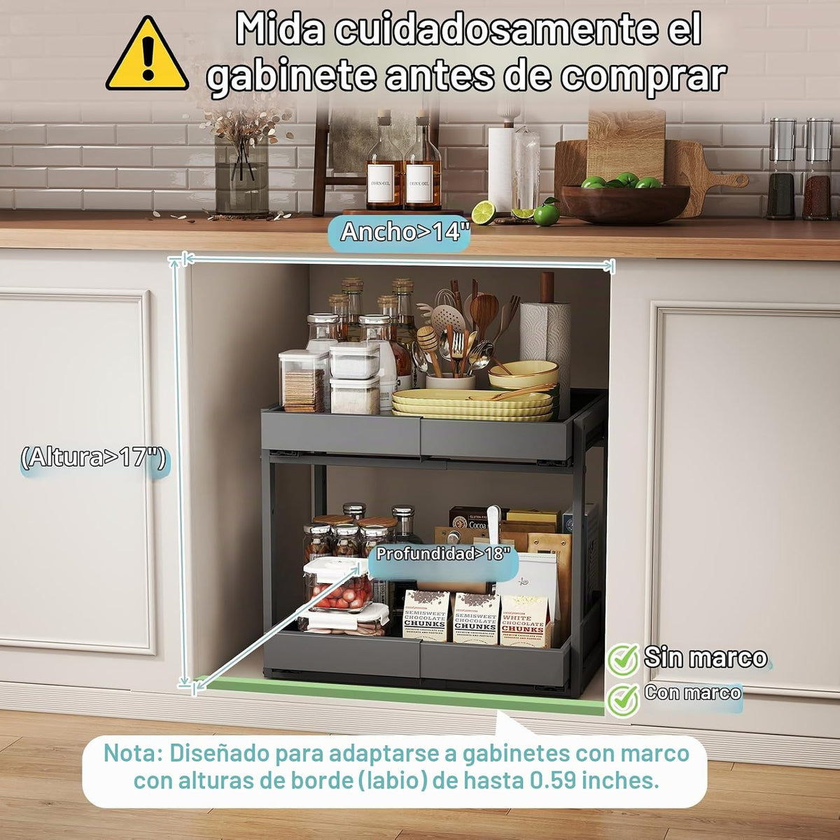 Golener Organizador de gabinete extraíble expandible de 2 niveles,...