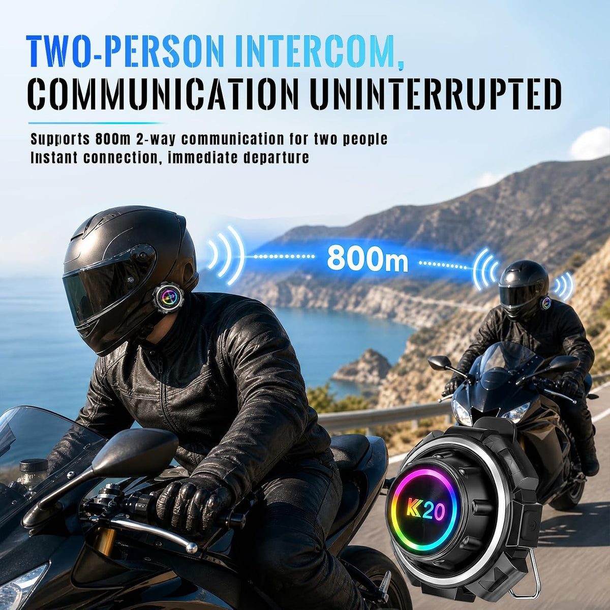 UouNeaCo Auriculares Bluetooth para casco de motocicleta, sistema d...