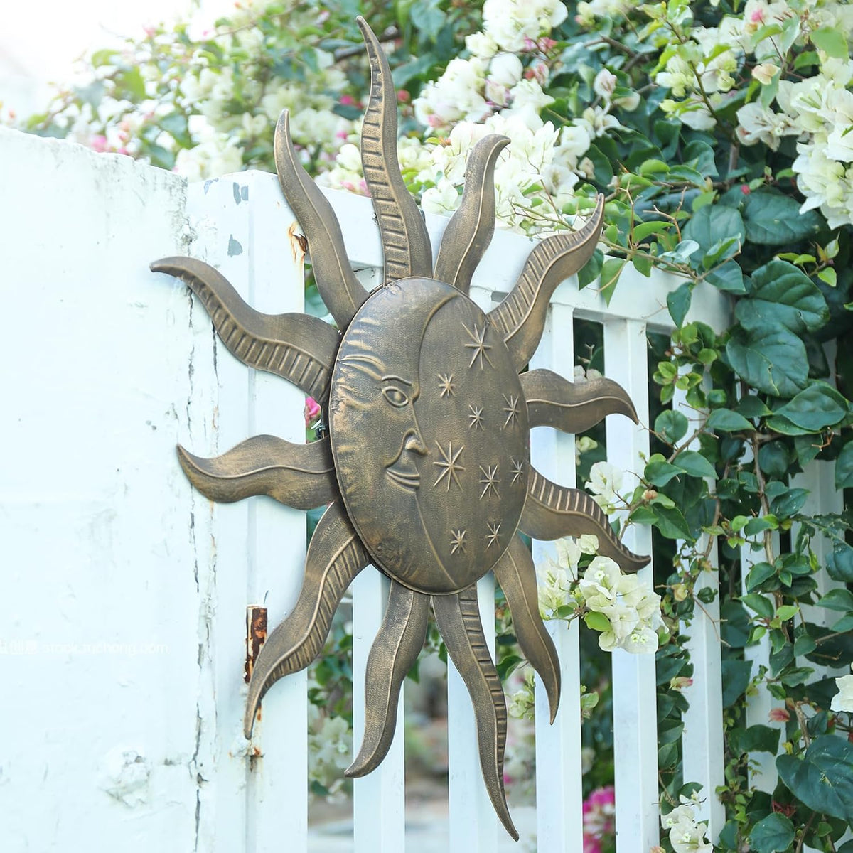 VCUTEKA Arte de pared de metal con sol de 27 pulgadas, decoración p...