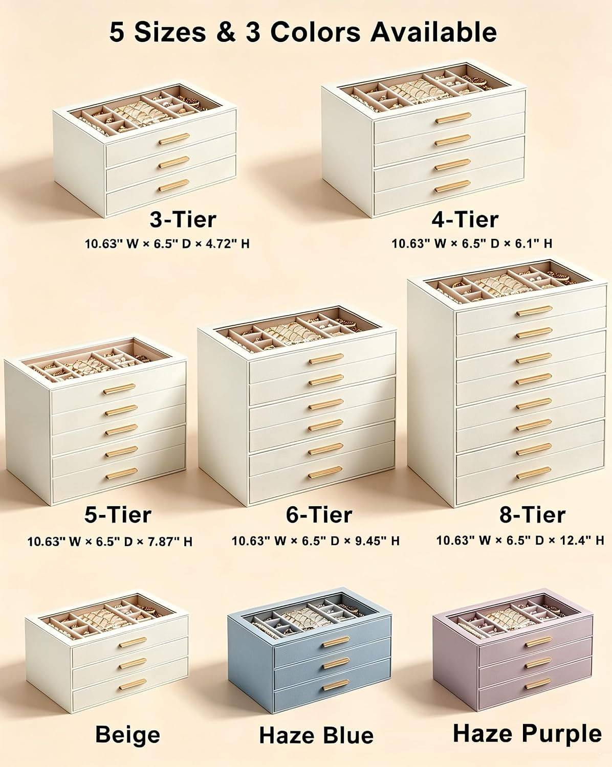 Caja Organizadora de Joyas Lolalet, Organizadores de Joyas de 4 Cap...