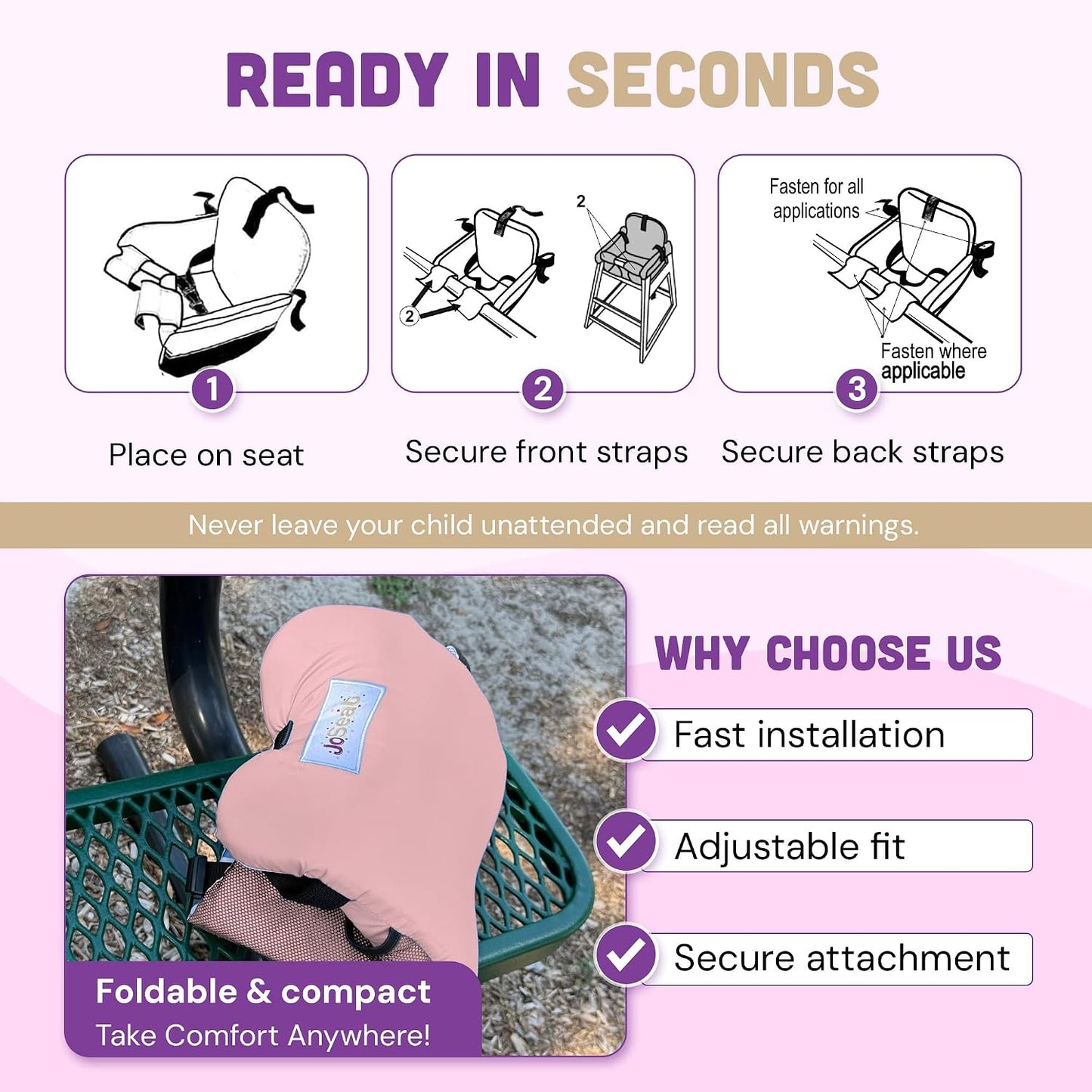 JoSeat Funda de asiento de carrito de compras para bebé, silla alta...