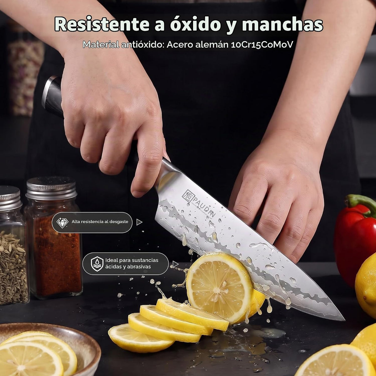 PAUDIN - Cuchillo de chef de 8 pulgadas, cuchillo de cocina ultra a...