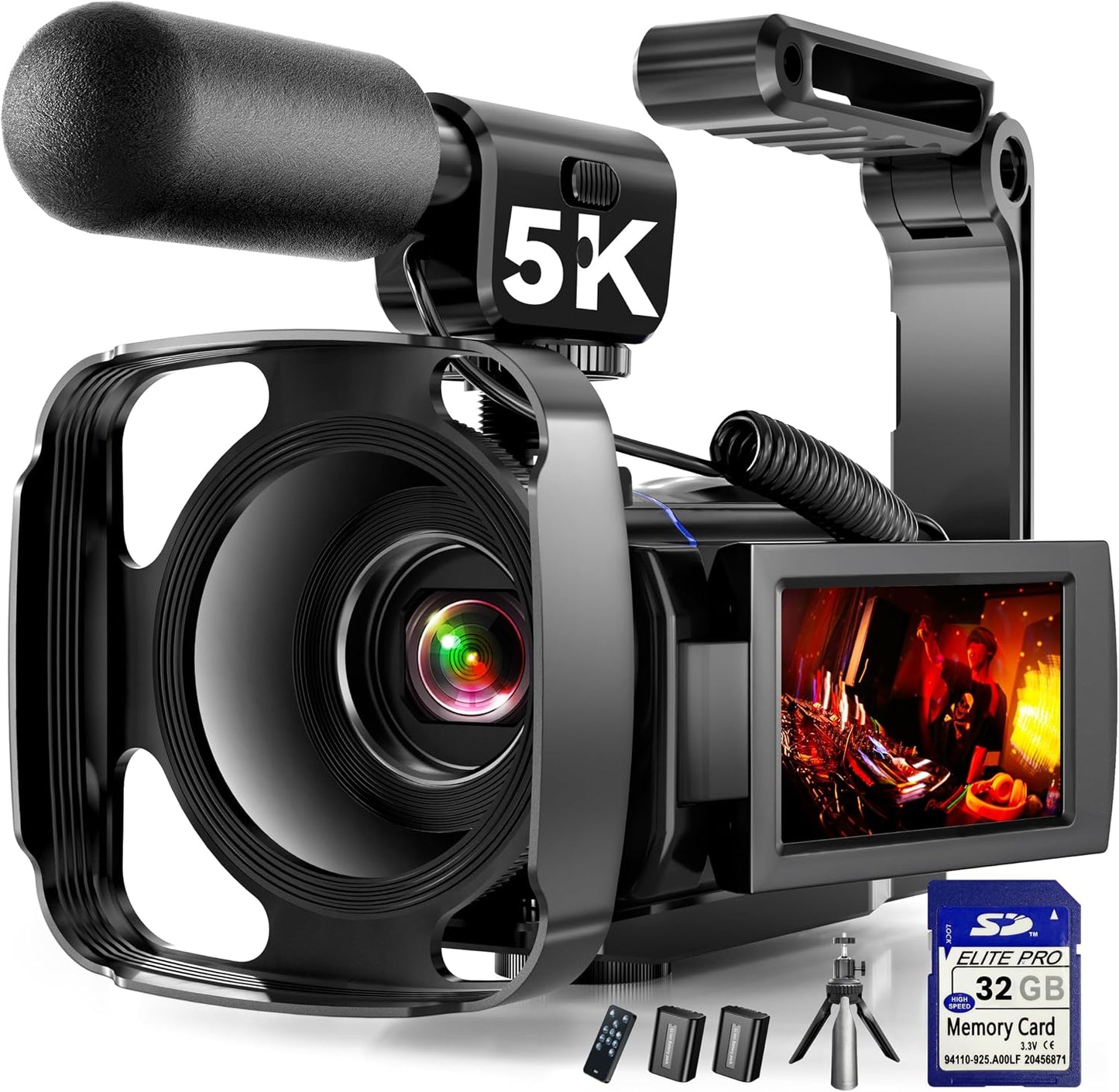 Videocámara de video 5K, cámaras de video de 64MP para filmar con p...