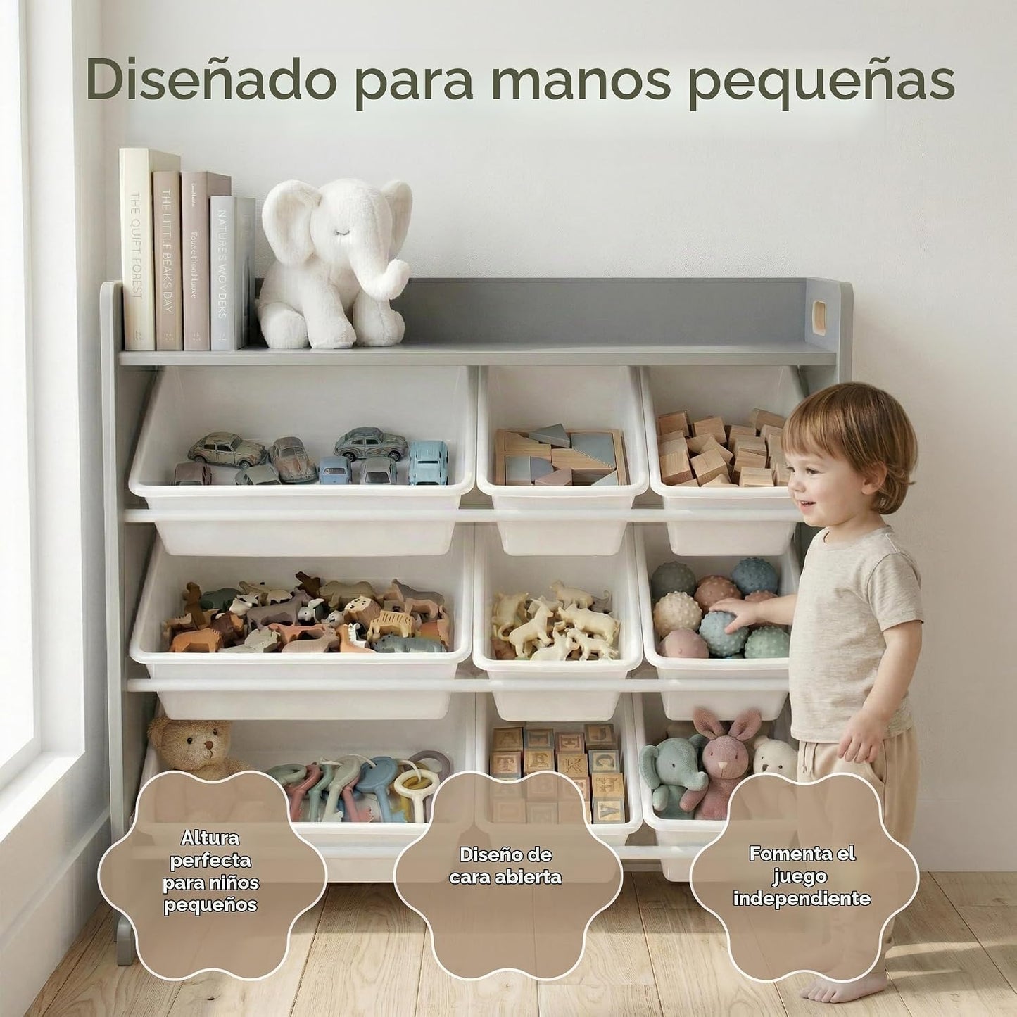 Humble Crew Organizador de juguetes para niños con estante de exhib...