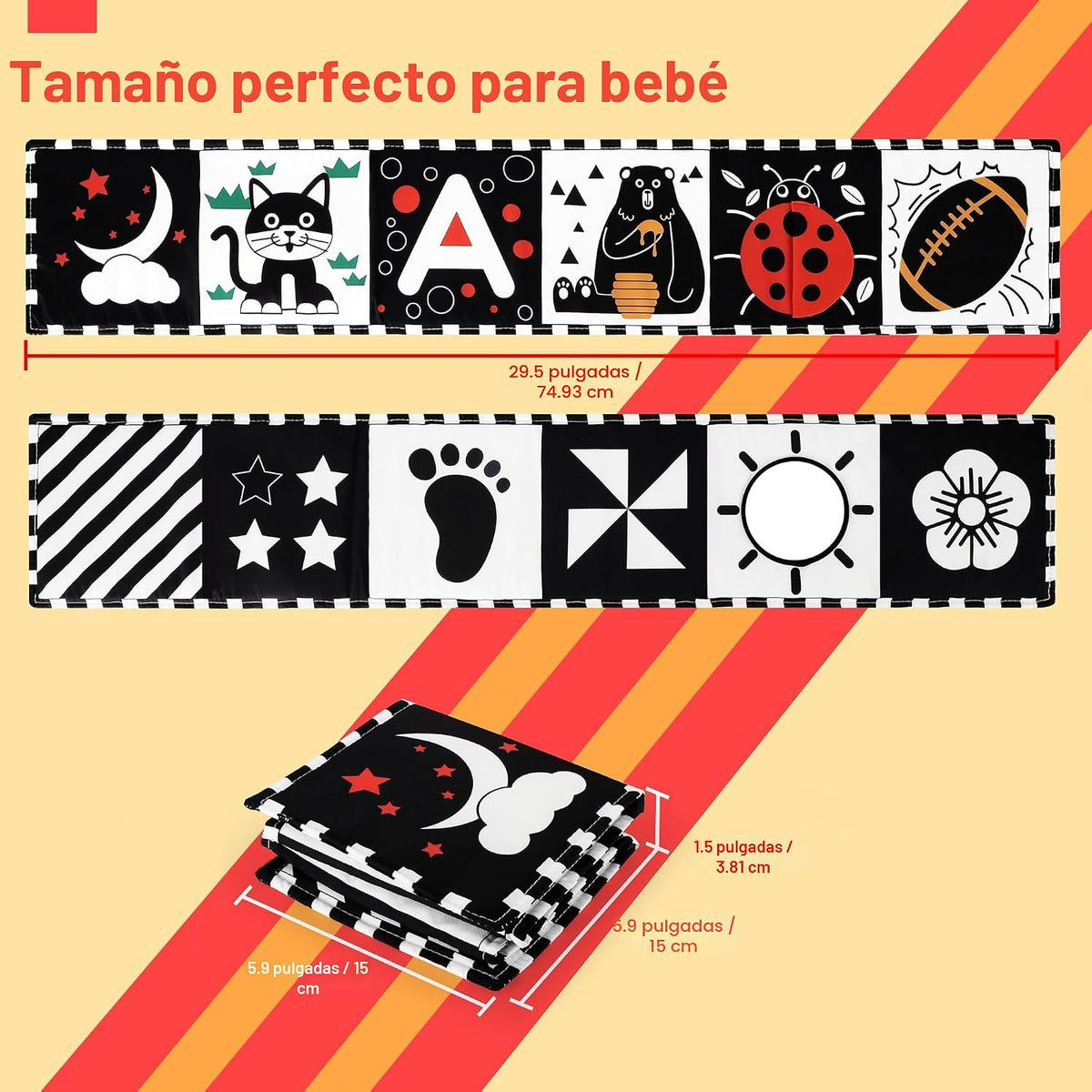 URMYWO Juguetes para Bebés en Blanco y Negro, Juguetes de Tiempo Bo...