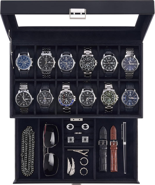 Lolalet Estuche para Reloj para Hombre, Joyero para Hombre con 12 R...