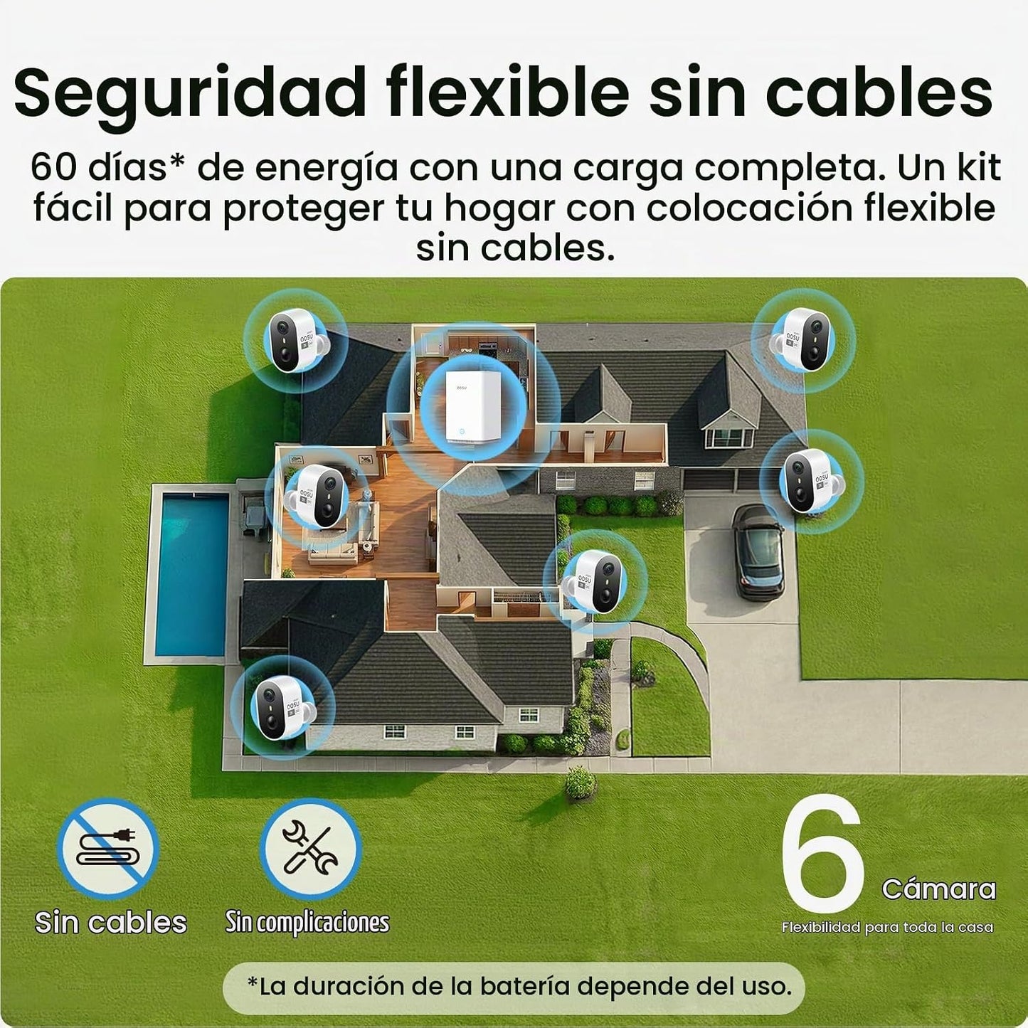 aosu Cámaras de seguridad para exteriores, sistema de vigilancia in...