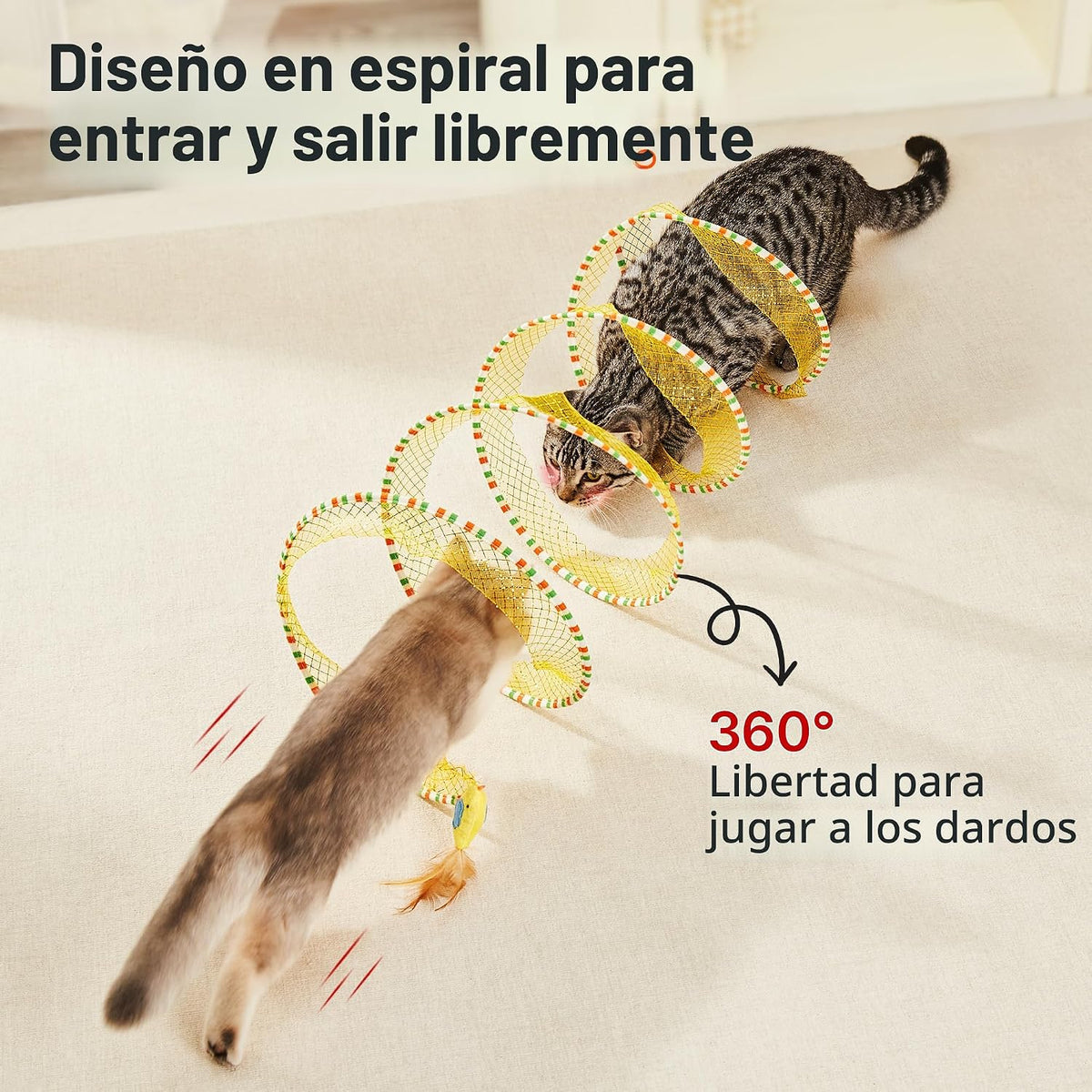Potaroma Juguete espiral del gato del túnel, túnel plegable del gat...
