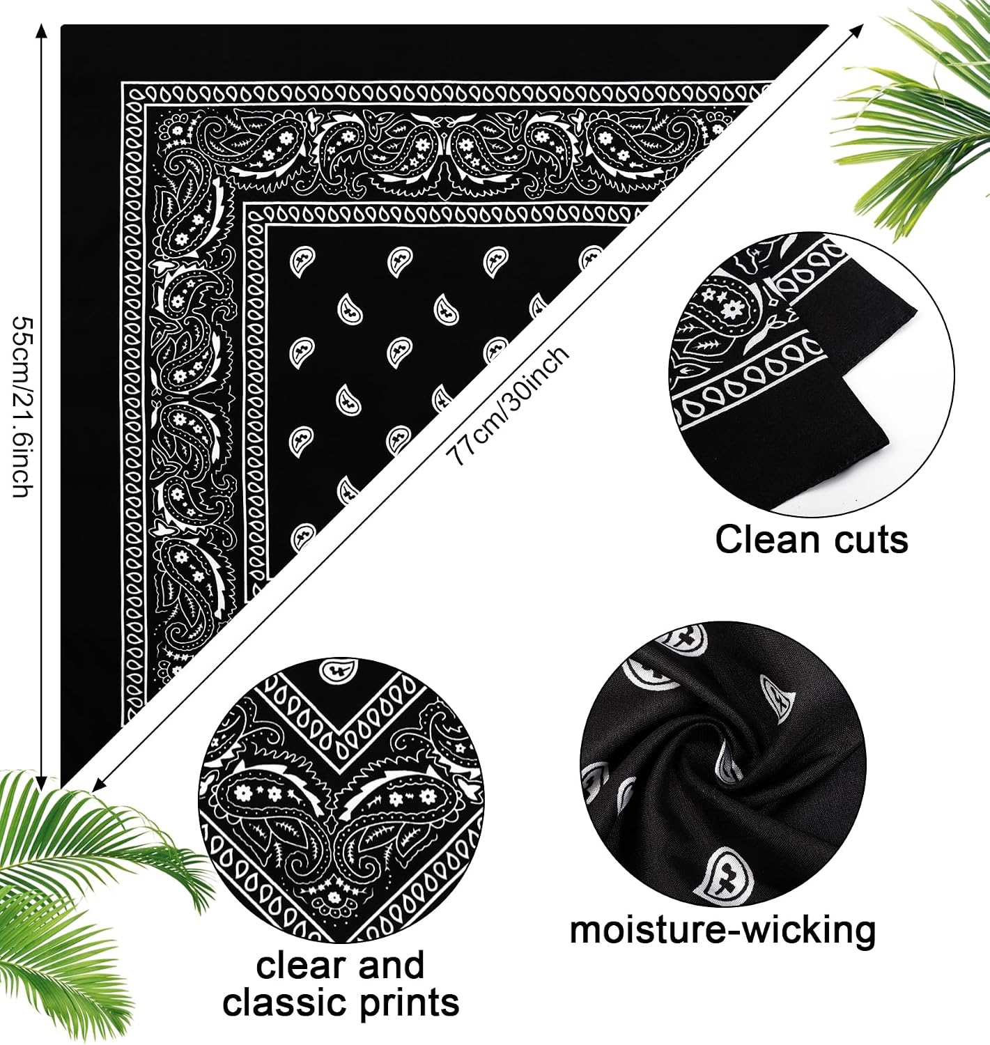 YSense 14 piezas Bandanas con estampado de cachemira, diademas nove...