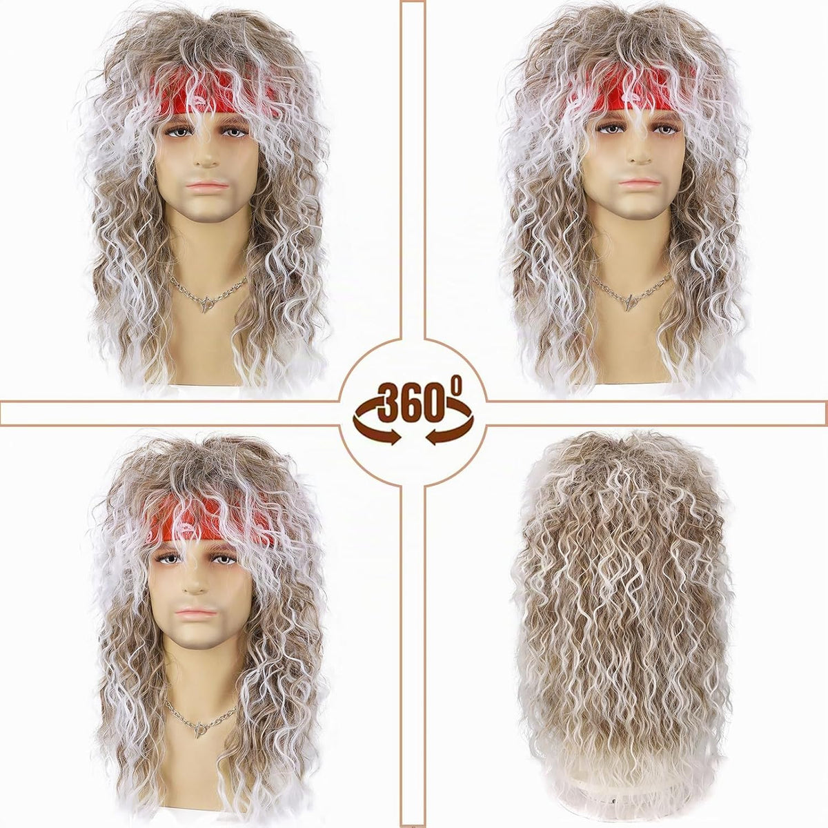 Guree Hair 6 pelucas de salmonete rockero para hombres y mujeres, u...