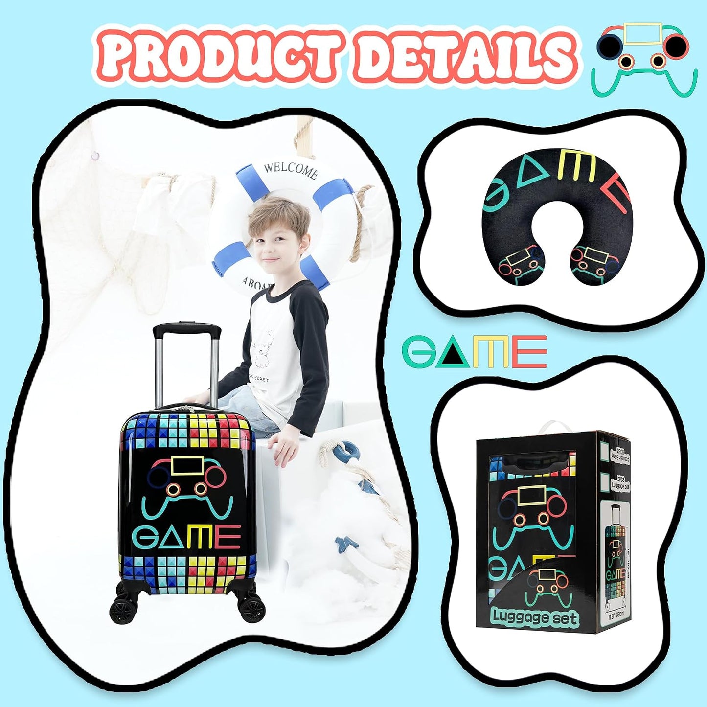 Homskiii Juego de maletas para niños, 2 piezas, equipaje rígido de...