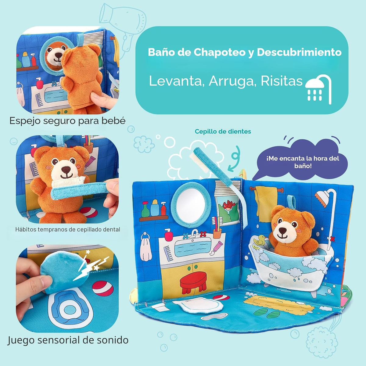 hahaland Libro 3D para 0-12 meses Libro interactivo de actividades...