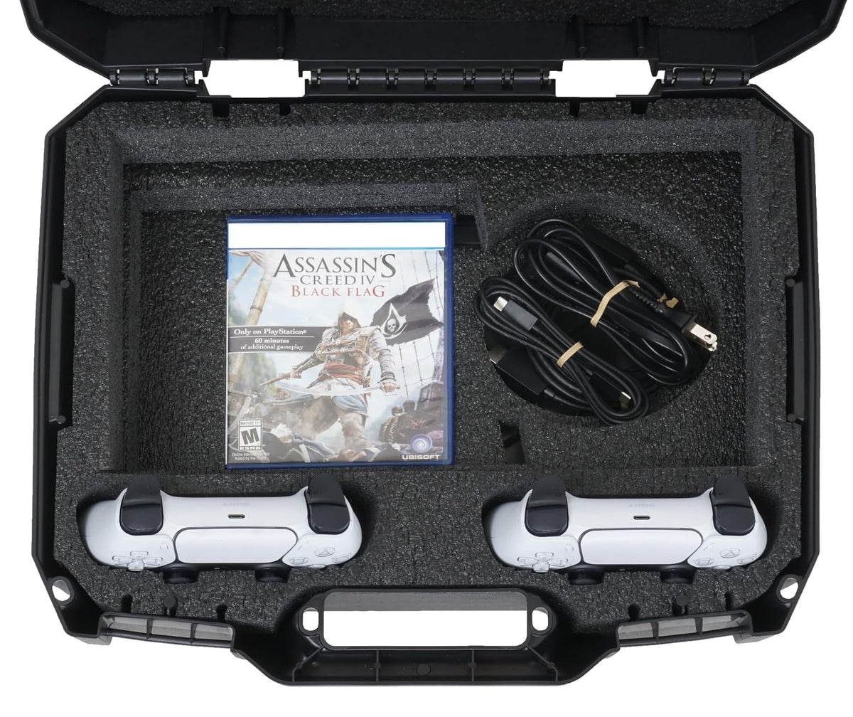Case Club Funda compacta para PS5 Slim, 1 juego, soporte y 1-2 cont...