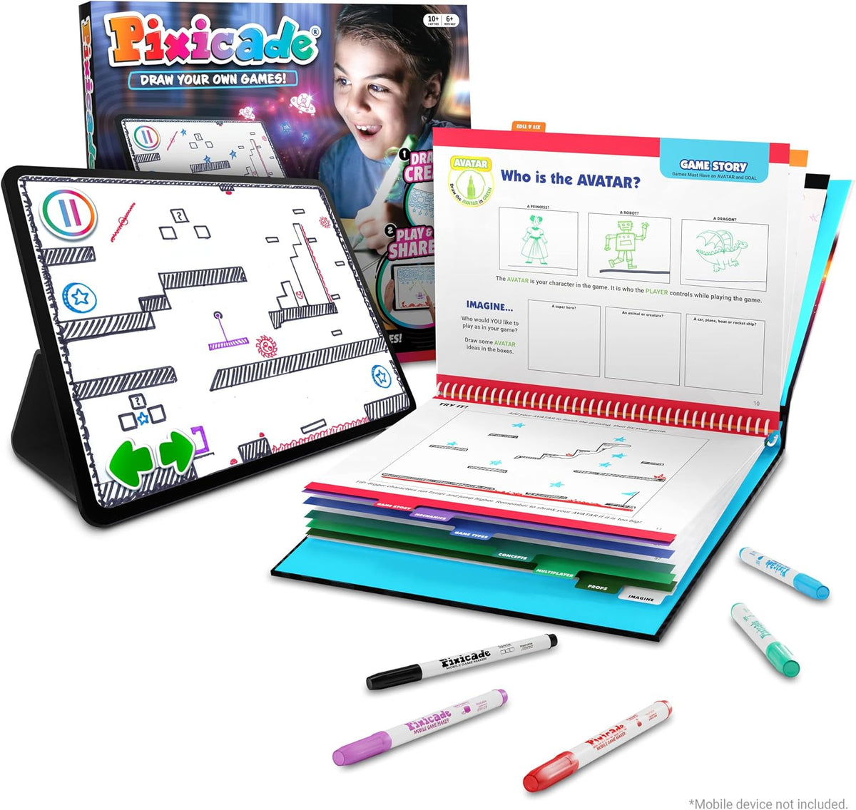 Pixicade Draw &amp; Play Video Game Maker - Kit STEM para niños, re...