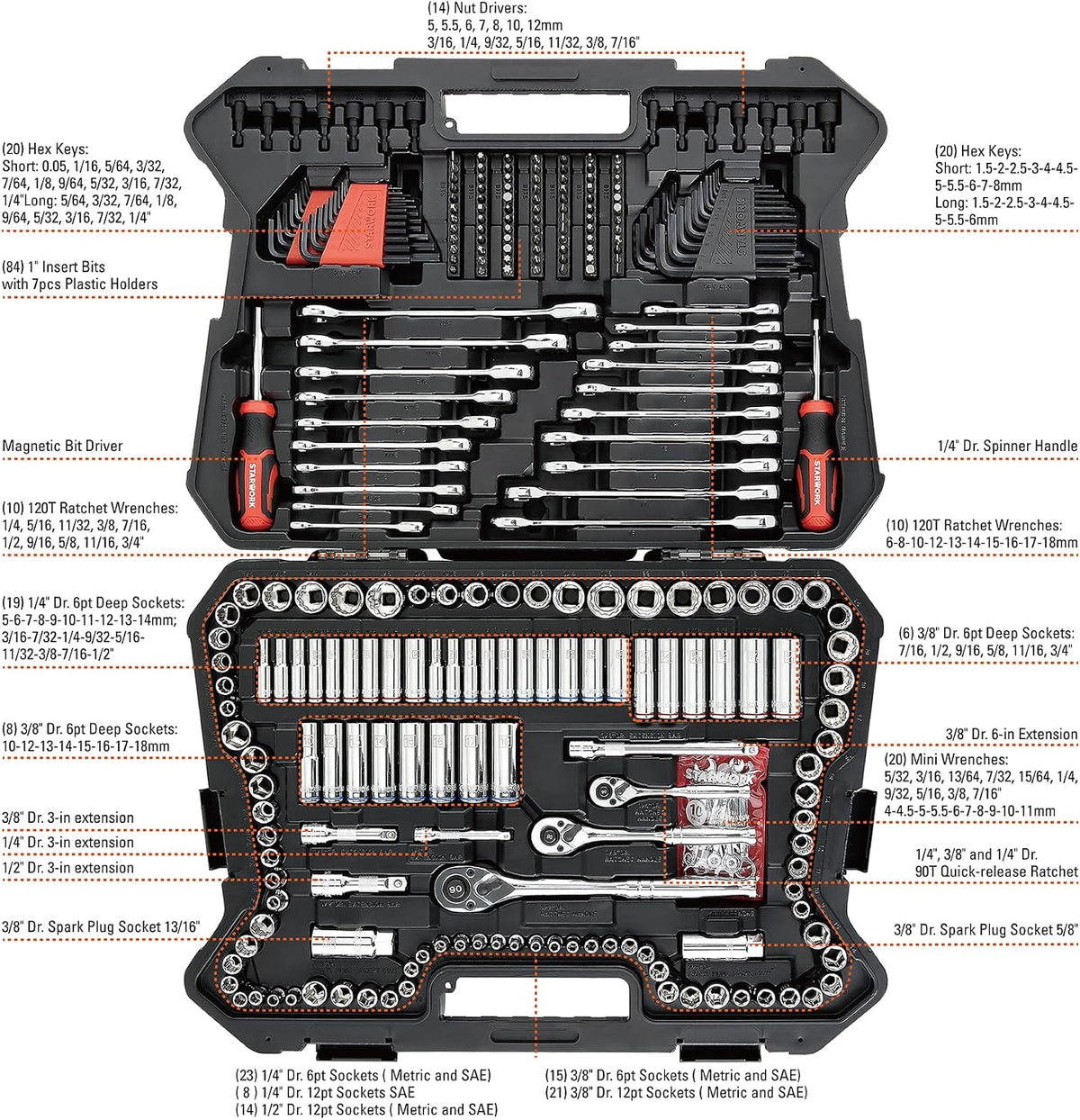 STARWORK TRUE MECHANIC - Juego de herramientas mecánicas de 303 pie...
