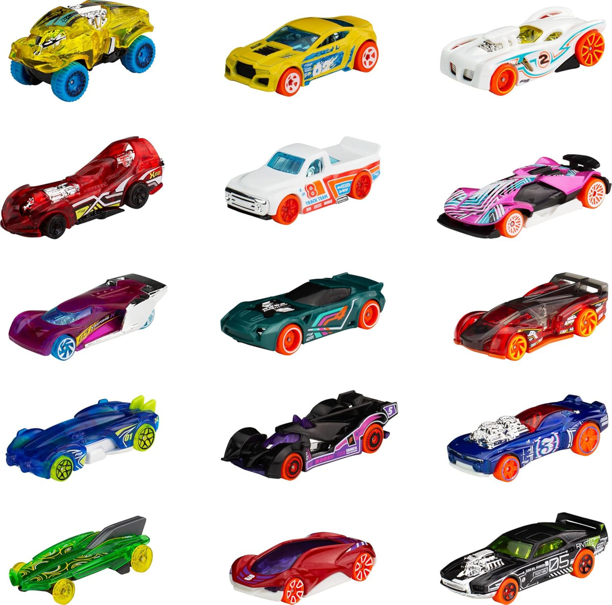 Hot Wheels Paquete de 5 autos o camiones de juguete, 3 juegos temát...