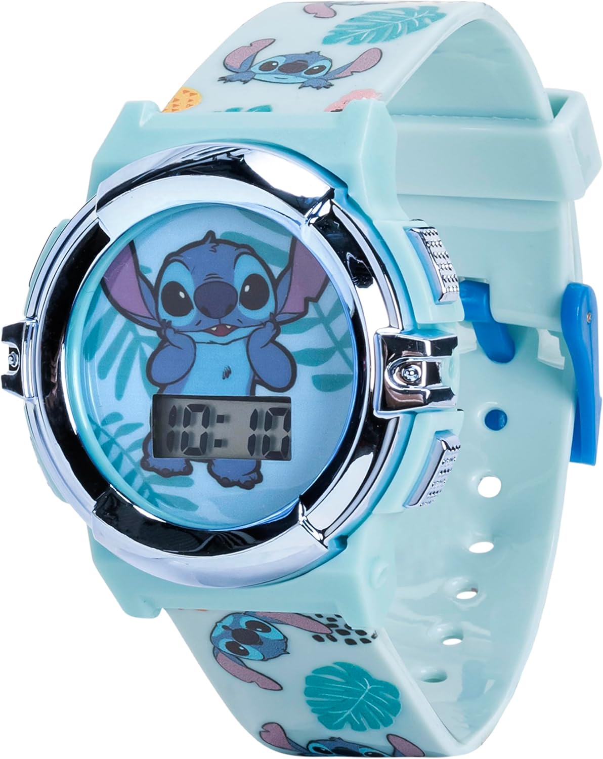 Disney Stitch - Reloj LCD para niños, esfera iluminada intermitente...